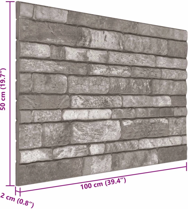vidaXL Πάνελ τοίχου 10 pcs Σκούρο Γκρι 100 x 50 cm Αφρός EPS