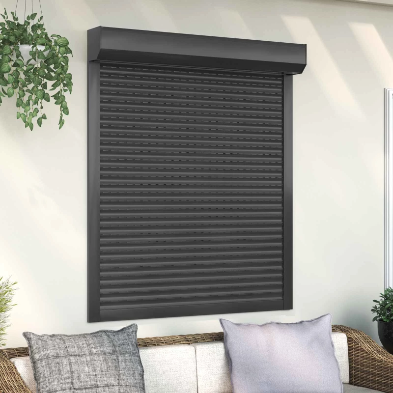 vidaXL Ρολό εισόδου Ανθρακί 110 x 130 cm Αλουμίνιο και Πολυουρεθάνη