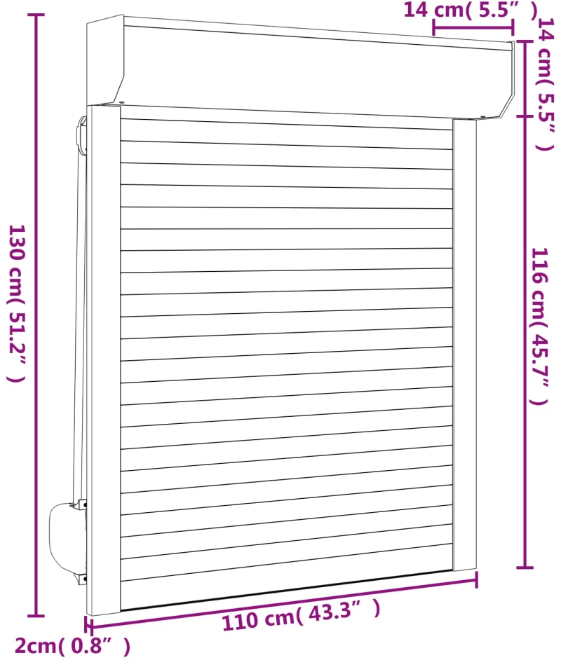 vidaXL Ρολό εισόδου Ανθρακί 110 x 130 cm Αλουμίνιο και Πολυουρεθάνη
