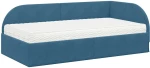 vidaXL Κρεβάτι γωνίας με στρώμα με κεφαλάρι 2 pcs Μπλε Βελούδο