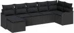 vidaXL Σετ Καναπέ Κήπου με μαξιλάρι 7 pcs Μαύρο Πολυ ράταν