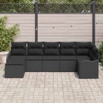vidaXL Σετ Καναπέ Κήπου με μαξιλάρι 7 pcs Μαύρο Πολυ ράταν