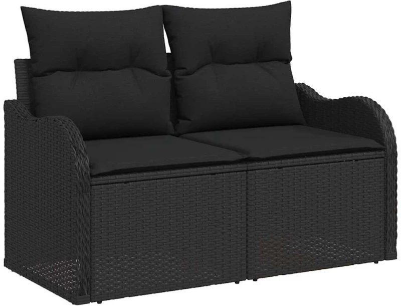 vidaXL Σετ Καναπέ Κήπου με μαξιλάρι 7 pcs Μαύρο Πολυ ράταν