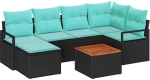 vidaXL Σετ Καναπέ Κήπου με μαξιλάρι 7 pcs Μαύρο συνθετικό ρατάν