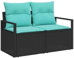 vidaXL Σετ Καναπέ Κήπου με μαξιλάρι 7 pcs Μαύρο συνθετικό ρατάν