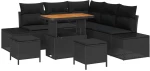 vidaXL Σετ Καναπέ Κήπου με μαξιλάρι 8 pcs Μαύρο Πολυ ράταν