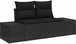 vidaXL Σετ Καναπέ Κήπου με μαξιλάρι 8 pcs Μαύρο Πολυ ράταν