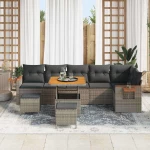 vidaXL Σετ Καναπέ Κήπου με μαξιλάρι 11 pcs Γκρι συνθετικό ρατάν