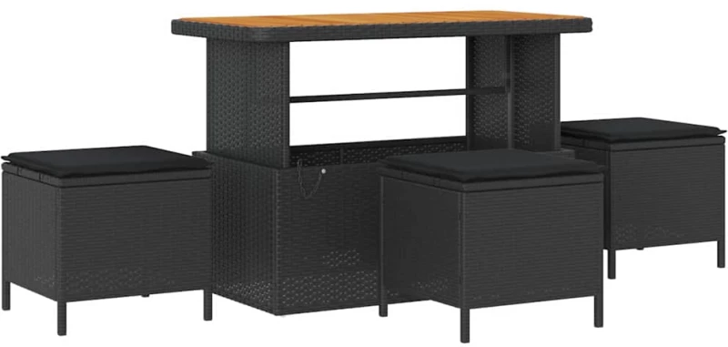 vidaXL Σετ Καναπέ Κήπου με μαξιλάρι 9 pcs Μαύρο Πολυ ράταν