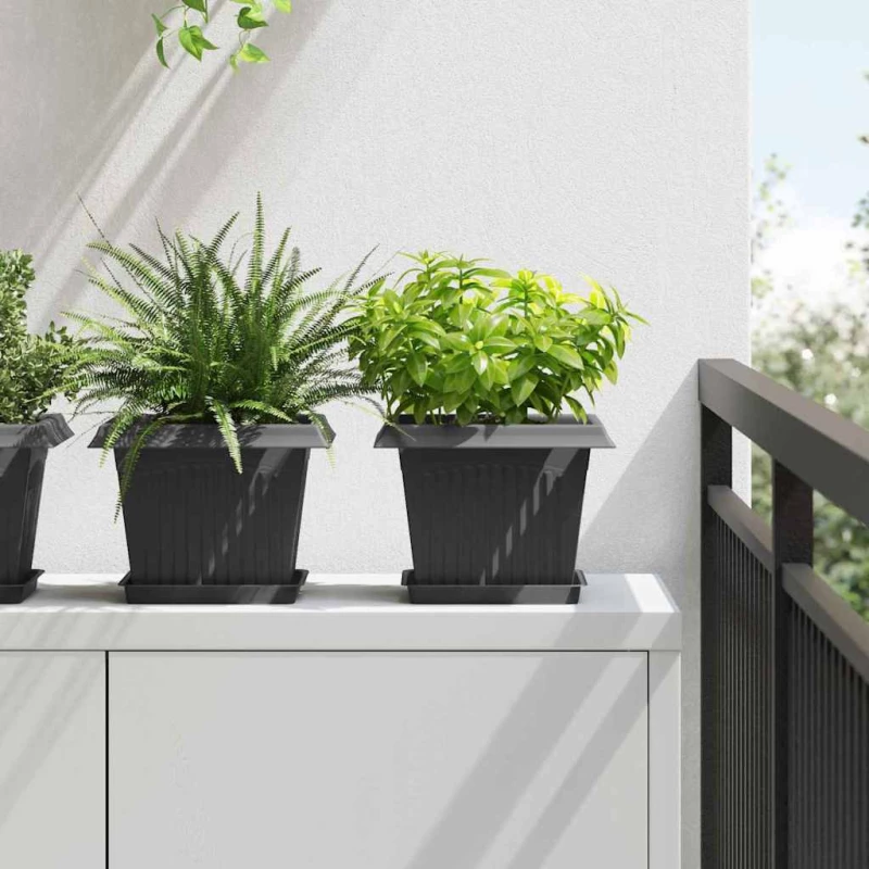 vidaXL Γλάστρες φυτών 24 pcs Μαύρο 23 x 23 x 17,5 εκ Πλαστικό