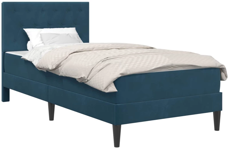 vidaXL Σκελετός κρεβατιού με στρώμα Μπλε 90 x 190 cm Βελούδο