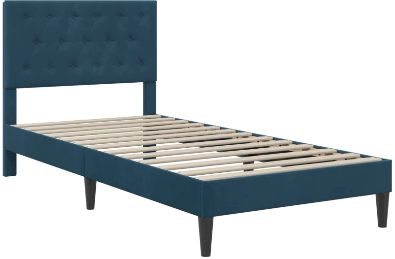 vidaXL Σκελετός κρεβατιού με στρώμα Μπλε 90 x 190 cm Βελούδο