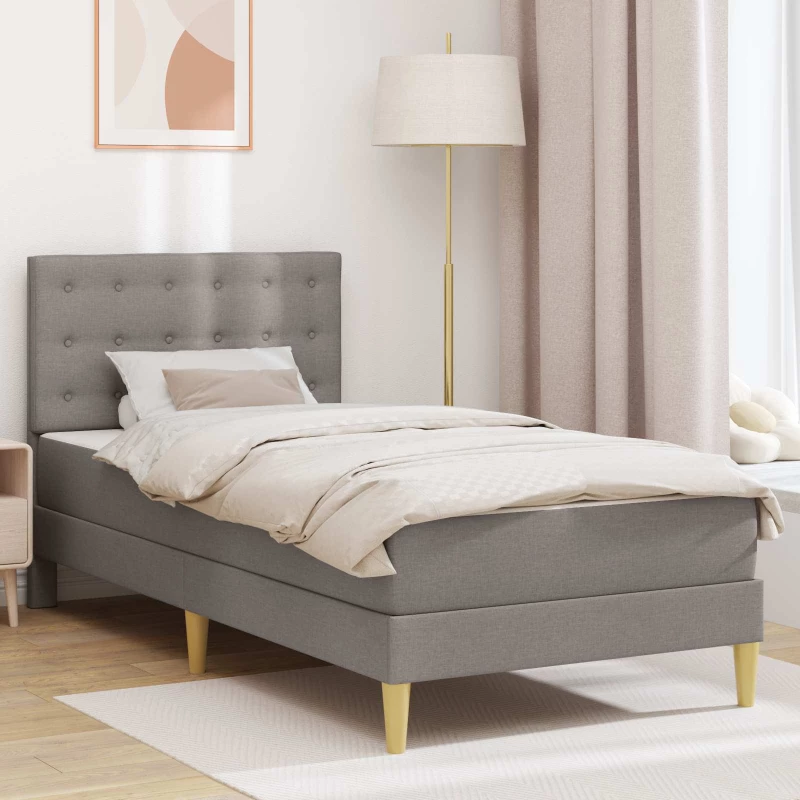 vidaXL Σκελετός κρεβατιού με στρώμα Taupe 90 x 200 cm ύφασμα
