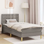 vidaXL Σκελετός κρεβατιού με στρώμα Taupe 90 x 200 cm ύφασμα