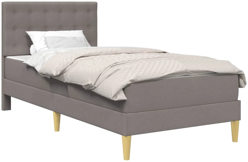 vidaXL Σκελετός κρεβατιού με στρώμα Taupe 90 x 200 cm ύφασμα