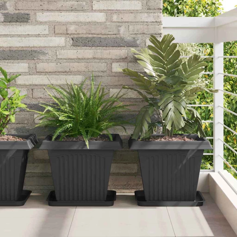 vidaXL Γλάστρες φυτών 24 pcs Μαύρο 38 x 38 x 30 εκ Πλαστικό