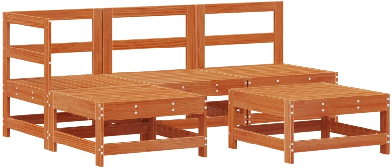 vidaXL Σετ Ξαπλώστρας Κήπου 5 pcs Κερί Παλαίωσης Μασίφ Ξύλο Πεύκου