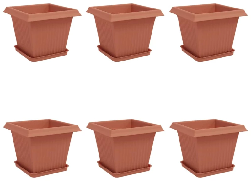 vidaXL Γλάστρες φυτών 6 pcs Κεραμιδί 33 x 33 x 26 εκ Πλαστικό