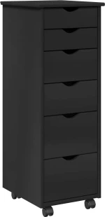 vidaXL Κινητό Ντουλάπι Μαύρο 34 x 39 x 93,5 εκ Στερεό ξύλο πεύκου