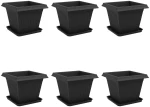vidaXL Γλάστρες φυτών 6 pcs Μαύρο 38 x 38 x 30 εκ Πλαστικό