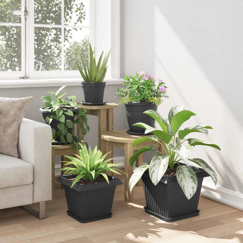 vidaXL Γλάστρες φυτών 24 pcs Μαύρο 28,5 x 28,5 x 22 εκ Πλαστικό