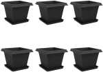 vidaXL Γλάστρες φυτών 6 pcs Μαύρο 43 x 43 x 33,5 εκ Πλαστικό