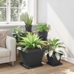 vidaXL Γλάστρες φυτών 6 pcs Μαύρο 43 x 43 x 33,5 εκ Πλαστικό