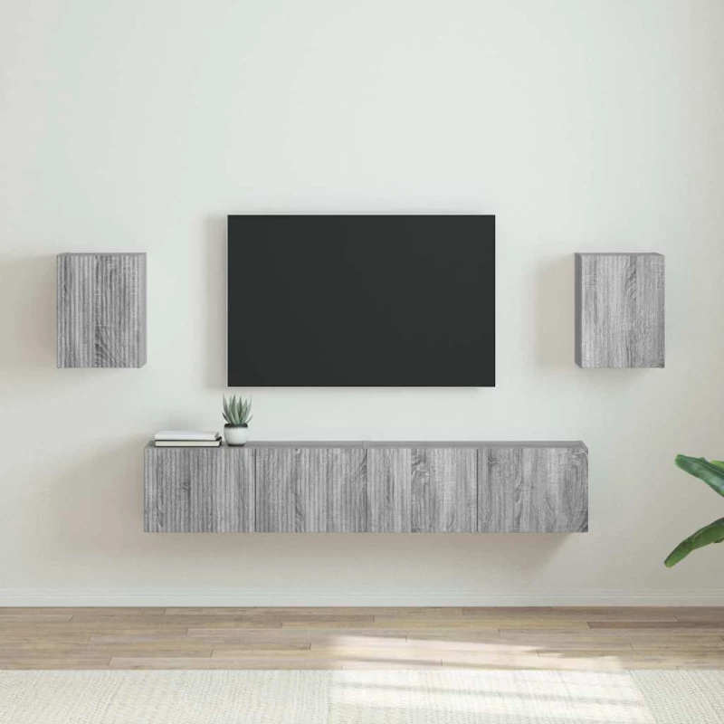 vidaXL Ντουλάπι Τηλεόρασης Τοίχου 2 pcs Γκρίζο Σονομα 30 x 31 x 40 εκ.