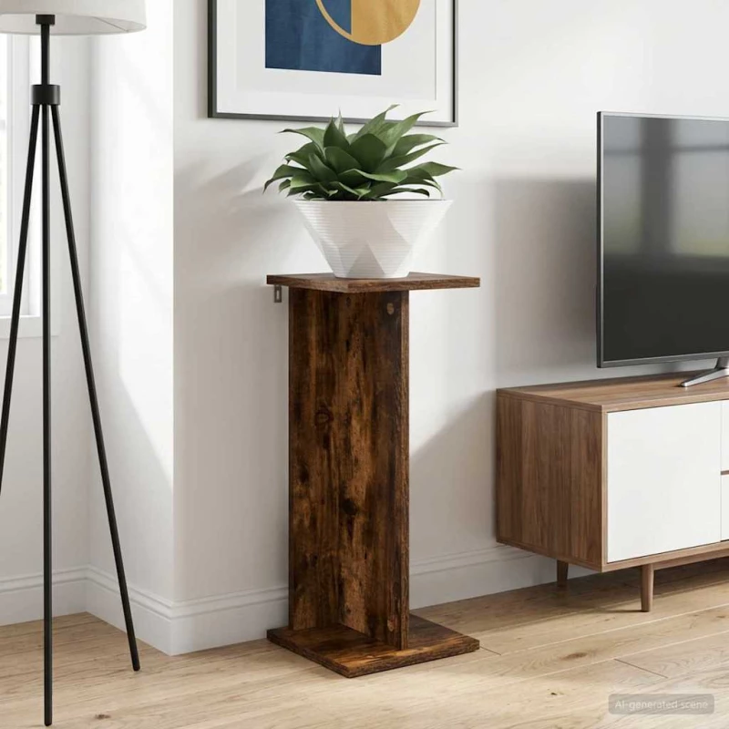 vidaXL Βάση φυτών Καπνιστή Δρυς 25 x 25,5 x 60,5 εκ.