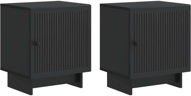 vidaXL Κομοδίνο 2 pcs Μαύρο 43 x 34,5 x 50 εκ Επεξεργασμένο Ξύλο