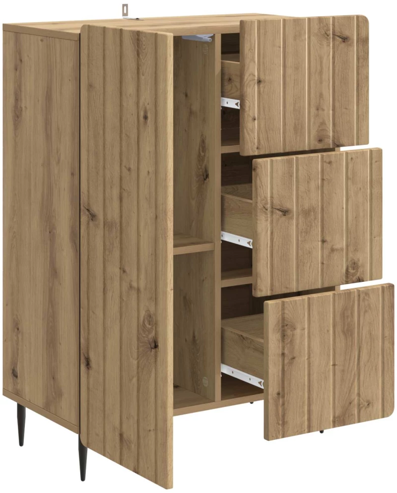 vidaXL Πλαϊνό γραφείο με συρτάρι Artisan Δρυς 66 x 34,5 x 91,5 εκ