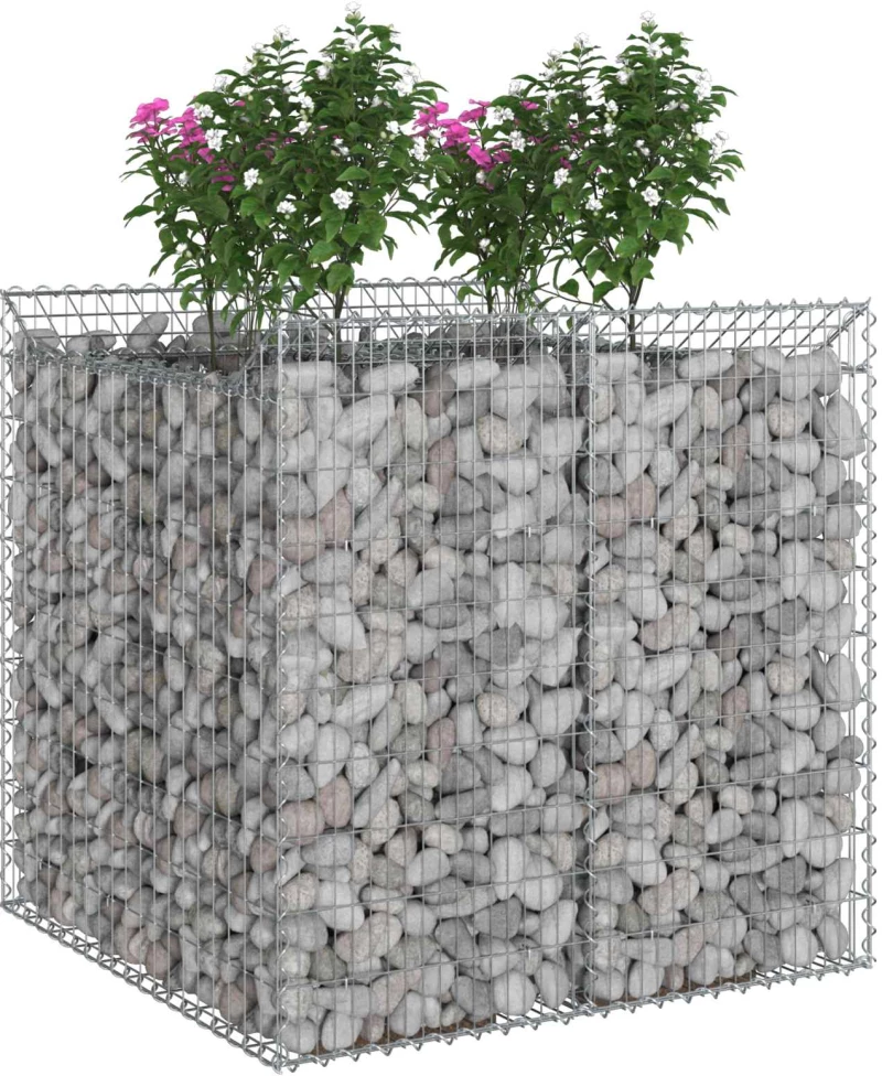 vidaXL Ανασηκωμένο κρεβάτι gabion 2 pcs Ασημί