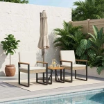 vidaXL Σετ Εξωτερικών Επίπλων 3 pcs Μπεζ και Κρέμ συνθετικό ρατάν