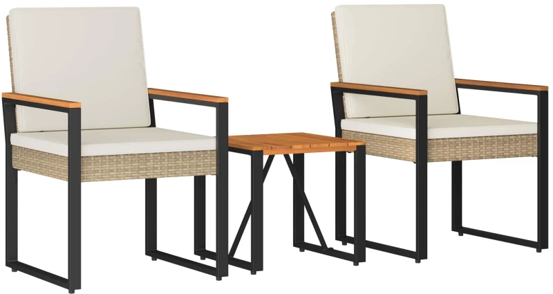 vidaXL Σετ Εξωτερικών Επίπλων 3 pcs Μπεζ και Κρέμ συνθετικό ρατάν