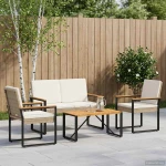 vidaXL Σετ Εξωτερικών Επίπλων 4 pcs Μπεζ και Κρέμ συνθετικό ρατάν