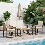 vidaXL Σετ Εξωτερικών Επίπλων 4 pcs Μπεζ και Κρέμ συνθετικό ρατάν