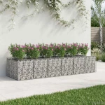 vidaXL Ανασηκωμένο κρεβάτι gabion 2 pcs Ασημί