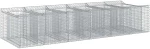 vidaXL Ανασηκωμένο κρεβάτι gabion 2 pcs Ασημί