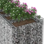 vidaXL Ανασηκωμένο κρεβάτι gabion 2 pcs Ασημί