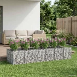 vidaXL Ανασηκωμένο κρεβάτι gabion 2 pcs Ασημί