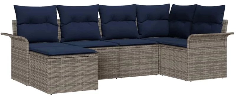 vidaXL Σετ Καναπέ Κήπου με αποθήκευση 6 pcs Γκρι συνθετικό ρατάν