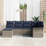 vidaXL Σετ Καναπέ Κήπου με αποθήκευση 6 pcs Γκρι συνθετικό ρατάν