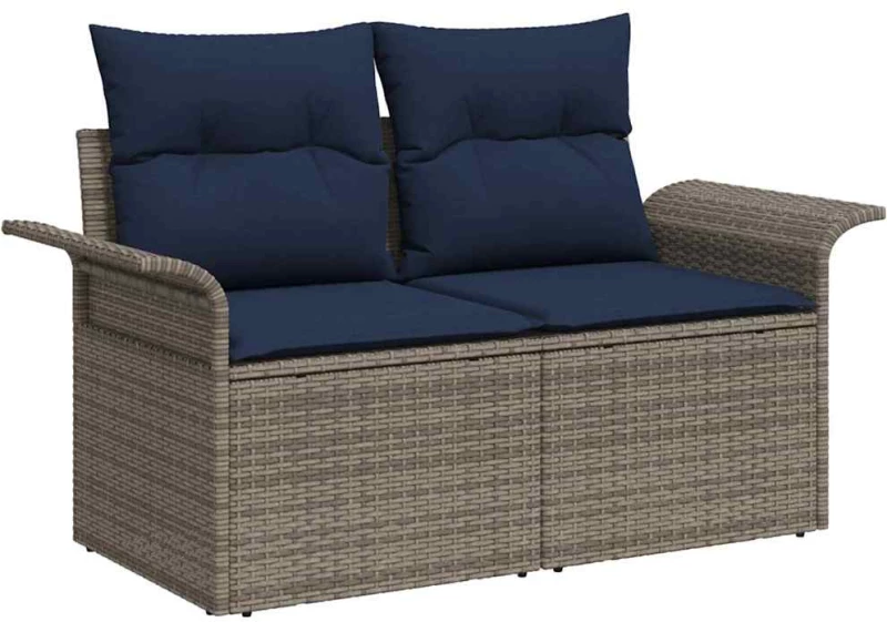 vidaXL Σετ Καναπέ Κήπου με αποθήκευση 6 pcs Γκρι συνθετικό ρατάν