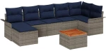 vidaXL Σετ Καναπέ Κήπου 8 pcs Γκρι και Navy Blue συνθετικό ρατάν