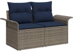 vidaXL Σετ Καναπέ Κήπου 8 pcs Γκρι και Navy Blue συνθετικό ρατάν