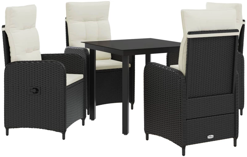 vidaXL Σετ Τραπέζι Καναπέ με μαξιλάρι 5 pcs Μαύρο και Κρεμ Λευκό