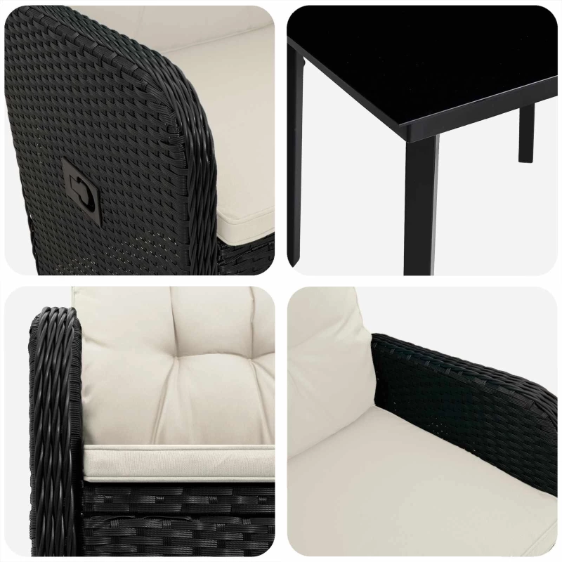 vidaXL Σετ Τραπέζι Καναπέ με μαξιλάρι 5 pcs Μαύρο και Κρεμ Λευκό