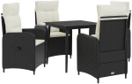vidaXL Σετ Τραπέζι Καναπέ με μαξιλάρι 5 pcs Μαύρο και Κρεμ Λευκό