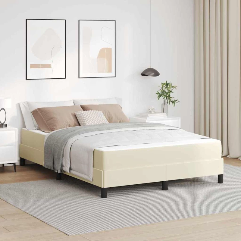 vidaXL Σκελετός Κρεβατιού με στρώμα Κρεμ 160 x 200 cm ύφασμα