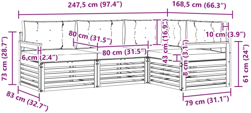 vidaXL Σειρά Καναπέ Εξωτερικού 5 pcs Λευκό και Ανοιχτό Γκρι